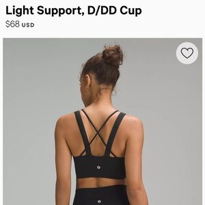 Lululemon sports bra size 10 black